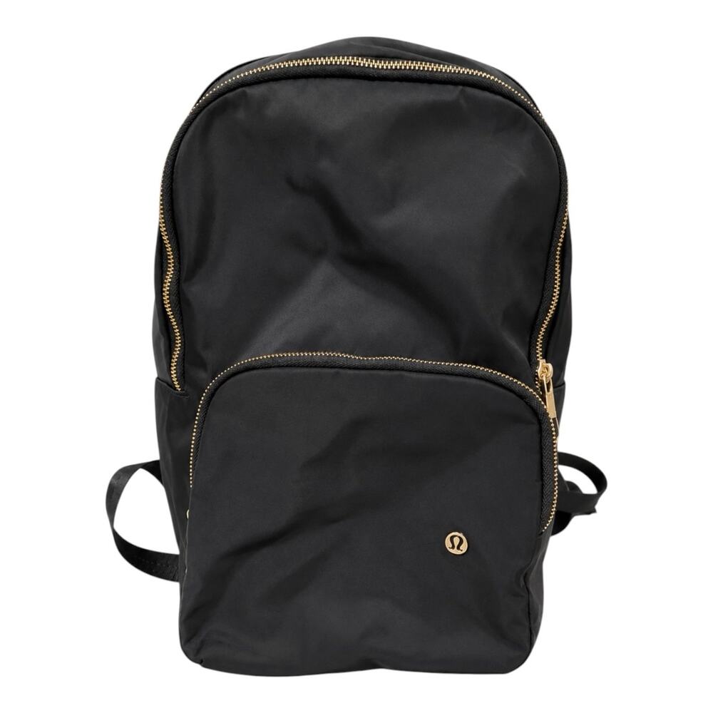 Limited Edition Lululemon Black Nylon Backpack with Gold Hardware